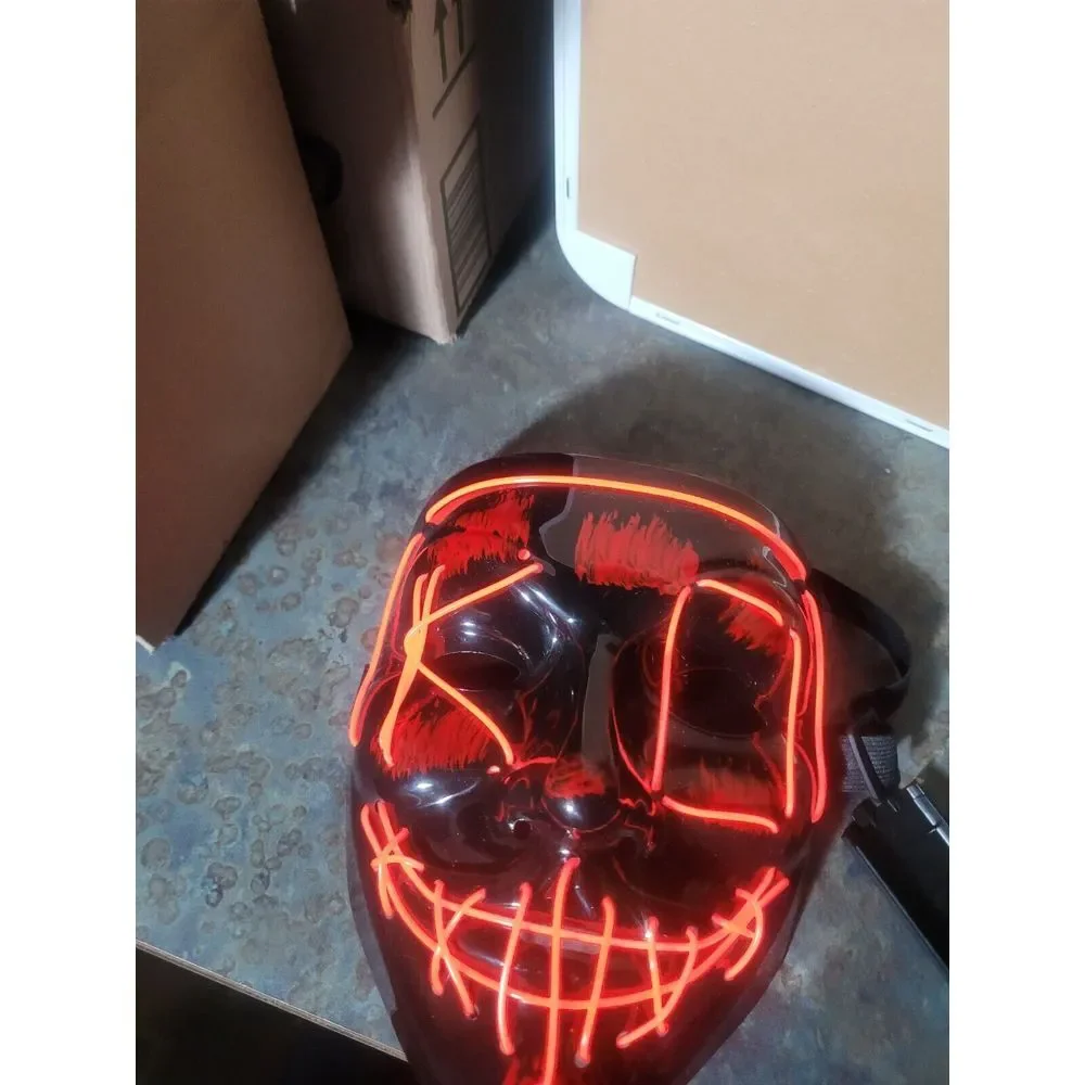 Halloween Scary Hacker Mask Led Light Costume Rave Cosplay Party Purge Mask, RED